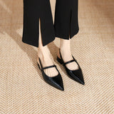 ADVBRIDGE  -  Women's Flat Sandals Minimalist Pointed Flat Sole Shoes One Word Strip with Empty Back Low Heel Women's Shoes Sandalias Mujer
