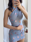 ADVBRIDGE  -  Elegant Sequin Blue Mini Evening Dress 2025 Sexy Halter Slim Fit Short Dresses Women High Waist Backless Party Lady Chic Vestido