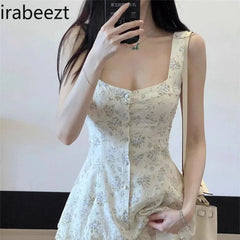 Advbridge French Style Sexy Sweet Spice Floral Halter Robe Female Summer Slim Fit Summer Dress Vestidos De Tricô Femenino