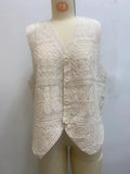 ADVBRIDGE  -  Crochet Embroidery Cardigan Vest Women V Neck Single Breasted Waistcoat Summer Beach Holiday Casual Sleeveless Outerwear 2025