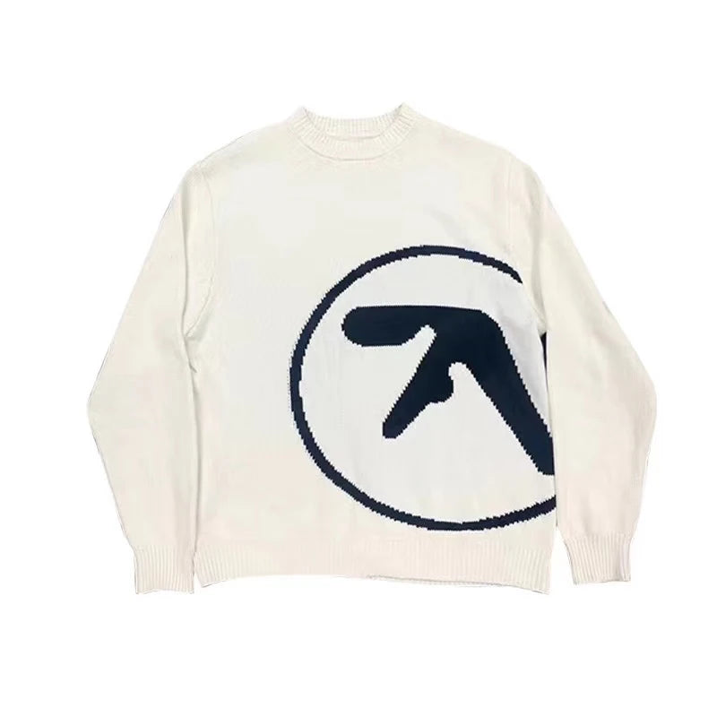 Advbridge Men's Sweater Aphex Twin Knit Winter Oversized Vintage Long Sleeve Tops Jumper Pullover Y2k Streetwear Graphic Fashion Clothing