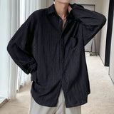 Advbridge Shirts for Men Hollow Out Lapel Men Blouse Vacation Sexy Handsome Fashion Men Clothing Mesh Long-sleeved Shirts Black/Apricot