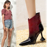Advbridge Pointy Toe Women's Ankle Boots High Heels Leopard Print Sexy Rear Zipper Naked Bootines Chelsea Botas New Women's Shoes Big Size
