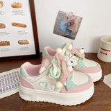 ADVBRIDGE  -  Sweet Platform Sports Shoes Woman Korean Style Kawaii Pink Women Sneakers Autumn Casual Versatile Low-top Women Shoes