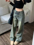 Advbridge Vintage 90S Baggy Jeans Women Y2K High Waist Casual Loose Straight Trousers Distressed Streetwear Denim Wide Leg Jeans