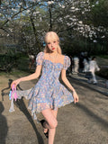 Advbridge  Summer Floral Y2k Mini Dress Holiday Beach Irregular Chiffon Dress Casual Korean Fashion Short Party Dress Elegant Clothing