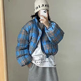 Advbridge Fashion Plaid Women's Winter Down Jacket Short Small Coats  White Duck Down Padding New Outerwear Korea College Style Jacket