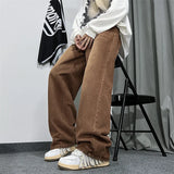 ADVBRIDGE  -  Brown Baggy Jeans Men Fashion Casual Vintage Jeans Men Streetwear Hip-hop Loose Straight Jeans Mens Retro Denim Trousers M-3XL