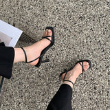 ADVBRIDGE  -  Red Heeled Sandals Women Belt Strap Ankle Summer Shoes Sexy Open Toe Ladies High Heels White Black Sandalias Mujer