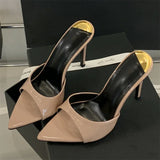 ADVBRIDGE  -  Summer Street Style Thin Heels Woman Slippers Sexy Pointed Toe Stripper Wedding Slides Ladies Shoes Zapatos De Mujer