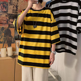 ADVBRIDGE  -  Male Cotton T Shirts High Quality Striped T-shirts Tee Shirts Summer Autumncontrast T Shirt for Men Top Quality 2025 Q81