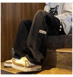 Advbridge Men's Washed Retro Jeans Men's Loose Straight Leg Wide Leg High Street American Casual Pants