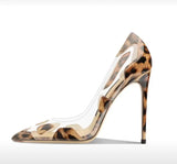 Advbridge Sexy Irregular Polka Dot PVC Pumps Women Transparent Patchwork High Heels Ankle Strap Pointed Toe Shoes Celebrity Stilettos