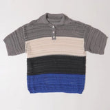 Advbridge Men Luxury Knit Polo Shirt Breathable Casual Hollow Out T Shirt Fashion Turn-down Rainbow Striped Short Sleeve Fishnet Tops Tees