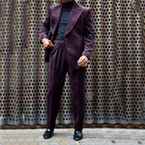 Advbridge Men's Corduroy Suit Double Breasted Gun Lapel 2 Piece Jacket + Pants Best Party Casual Men's Wedding Outfit Full Suit