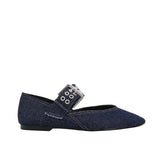 ADVBRIDGE  -  Denim Blue Flat Ballet Flats Women Fashion Metal Buckle Strap Design Flats Shoes Light Breathable Mary Jane Shoe Designer Shoes