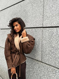 Advbridge Elegant Irregular Hem Plush Lapel Coat Chic Lace Up Pocket Long Sleeve Women Jacket 2024 Autumn Winter New Warm Street Outerwear
