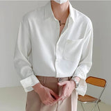 Advbridge Spring Autumn Trendy Fashion High-end Male Blouse Long Sleeve Simple Casual Chic Shirt Loose Drape Solid Color All Match Top Men