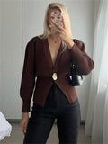Advbridge Knitwear V-Neck Cardigan Coat For Women Long Sleeve Fashion Autumn 2024 Elegant Cropped Outwear Knit Women's Cardigan Top