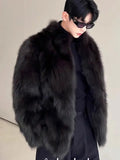 Advbridge Fur imitation Thickened Men Faux Fox Fur Coat Male Warm Overcoat Long Sleeve New Winter Faux Fur Jacket Fluffy Plush Fur Coats