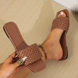 ADVBRIDGE  -  Women's Slippers Summer Selling Sexy Braided Red Square Toe Flat Flip-Flops Fashion Beach Mules Casual Indoor Home Slippers