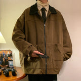 Advbridge American Style Vintage Men Bomber Jacket Windbreakers Zipper Coats Autumn Loose Cargo Outwear