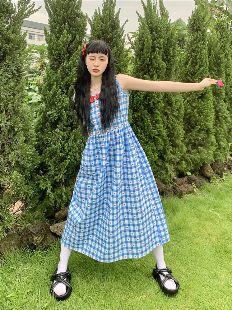 Advbridge French Robe Age Reduction American Vintage Y2k Dress Sweet Plaid Dresses Summer Female Fashion Vestidos Para Mujer