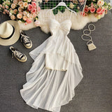 ADVBRIDGE  -  Women's Spaghetti Strap Dress Female Irregular White Chiffon Party Slip Dresses Summer Fashion Sleeveless Dresses