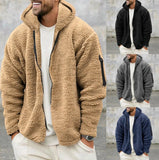 Advbridge Autumn Winter Men's Jacket Double-sided Fleece Warm Loose Hooded Windbreaker Casual Coat Zipper Hooded Jacket Chaquetas Hombre
