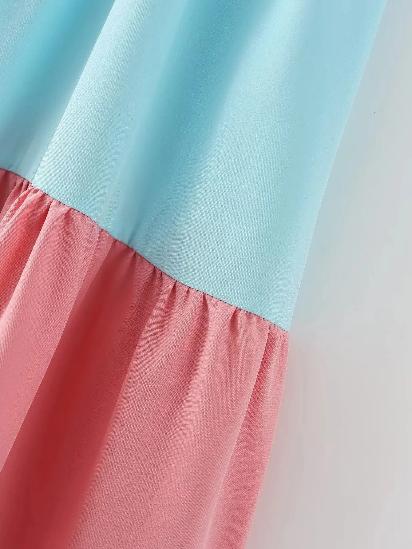 Advbridge Multicolor Patchwork V Neck Sundress Smocked Strap Sleeveless A-line Female Midi Casual Summer Women Vestidos 2024