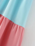 Advbridge Multicolor Patchwork V Neck Sundress Smocked Strap Sleeveless A-line Female Midi Casual Summer Women Vestidos 2024