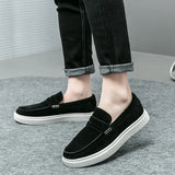ADVBRIDGE  -  Fashion Trends Mens Black Loafers Shoes Suede Slip on Casual Dress Man Shoes Wedding Office White Soled Leather Shoes Highend