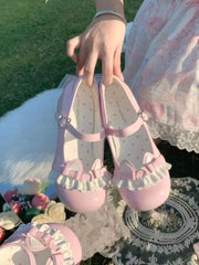 Advbridge Cat Story Lolita Cute Bow Middle Heel Round Head Luo Shoes Japanese Sweet Girl Tea Party Single Shoes