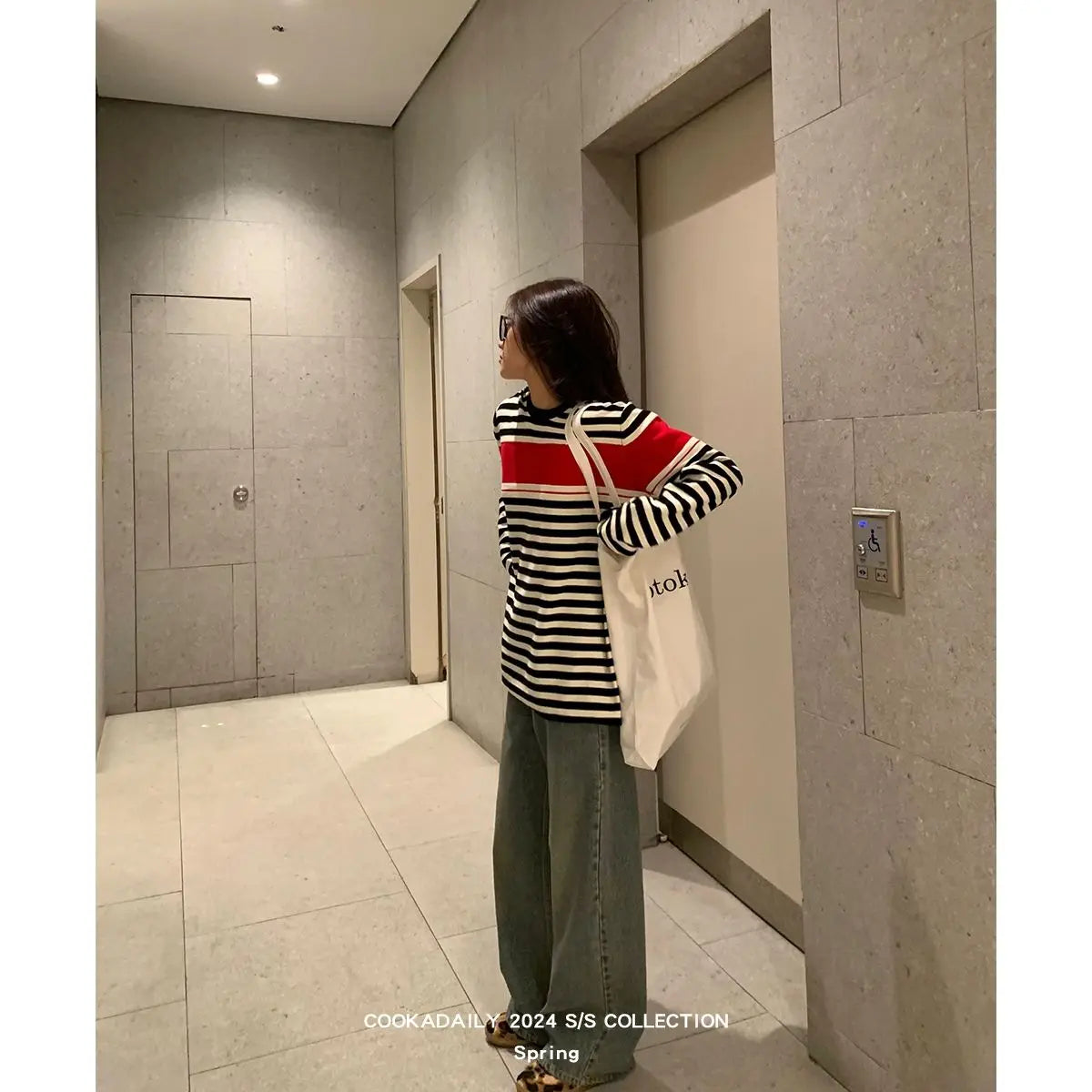 Advbridge Mermaid American wear Color clashing striped knit sweater for women Early fall Loose new top Lazy style Fashionable and unique.