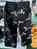 Advbridge 2025 Y2K American High Street Pistol Pattern Retro Printed Jeans Fashion Classic British Twill Cotton Pants Men's women's Jeans