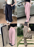 Advbridge  -  S-XL 3Colors Korean Women 2024 Summer Casual Thin High Waist Suit Pants Female Wide Leg Long Trousers Womens (73075