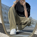 ADVBRIDGE  -  Summer Pleated Pants Men Fashion Casual Plaid Pants Men Streetwear Korean Loose Straight Ice Silk Pants Mens Plus Size Trousers