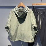 Advbridge Men's Clothing Trendy Casual Drawstring Cargo Zipper Hooded Jacket Spring Autumn Youth Solid Long Sleeve Loose All Match Coats