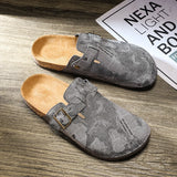 ADVBRIDGE  -  Fashion Men‘s Suede Mules Slippers Summer Women Clogs Cork Insole Sandals with Arch Support Outdoor Beach Slides Home Shoes