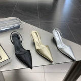 Advbridge 2024 New Arrivals Fashion Dress Shoes Thin High Heels Summer Wedding Dress Shoes Woman Back Straps Elastic Band Party Pumps 39