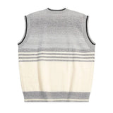 Advbridge Men's Contrasting Color Gradient Knit Vest V-neck Fashionable Loose Casual Sweater Couple Street Harajuku Comfortable Pullover