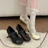 ADVBRIDGE  -  New Spring Thick Heel Women Mary Jane Shoes Fashion Butterfly-knot Buckle Strap Shoes Ladies Designer Luxury Dress Pumps