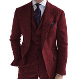 Advbridge Gray Wool Tweed Winter Men Suit's For Wedding Formal Groom Tuxedo Herringbone Male Fashion 3 Piece Suit (Jacket + Vest + Pants)