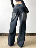 Advbridge Vintage Washed Pockets Jeans Women Loose High Waist Straight Denim Trousers Female 2025 Spring Autumn Fashion Lady Streetwears