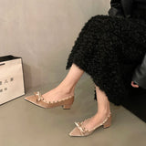 Advbridge Designer Low Heel Women Mary Jane Shoes Fashion Rivet Butterfly-knot Shoes 2025 Spring Autumn Wedding Party Shoes