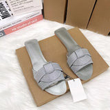 ADVBRIDGE  -  Designer Summer Flat Women's Slippers Shining Diamond Decoration Open Toe Beach Shoes Outdoor Walk Ladies Slides