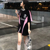 Advbridge American retro design with contrasting colors women short sleeved Harajuku loose and slimming casual men and women T-shirts ins