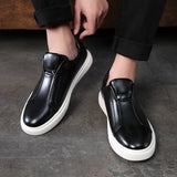 Advbridge Fashion Men's Skateboard Shoes Sneakers Men Casual Slip-on Leather Shoes Loafers Mens Outdoor Driving Flats