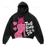 Advbridge Y2k Demon Woman Print Hoodies women Streetwear Harajuku Oversized Skull Vintage Couples Sweatshirt Goth top Hoodies Men Clothing