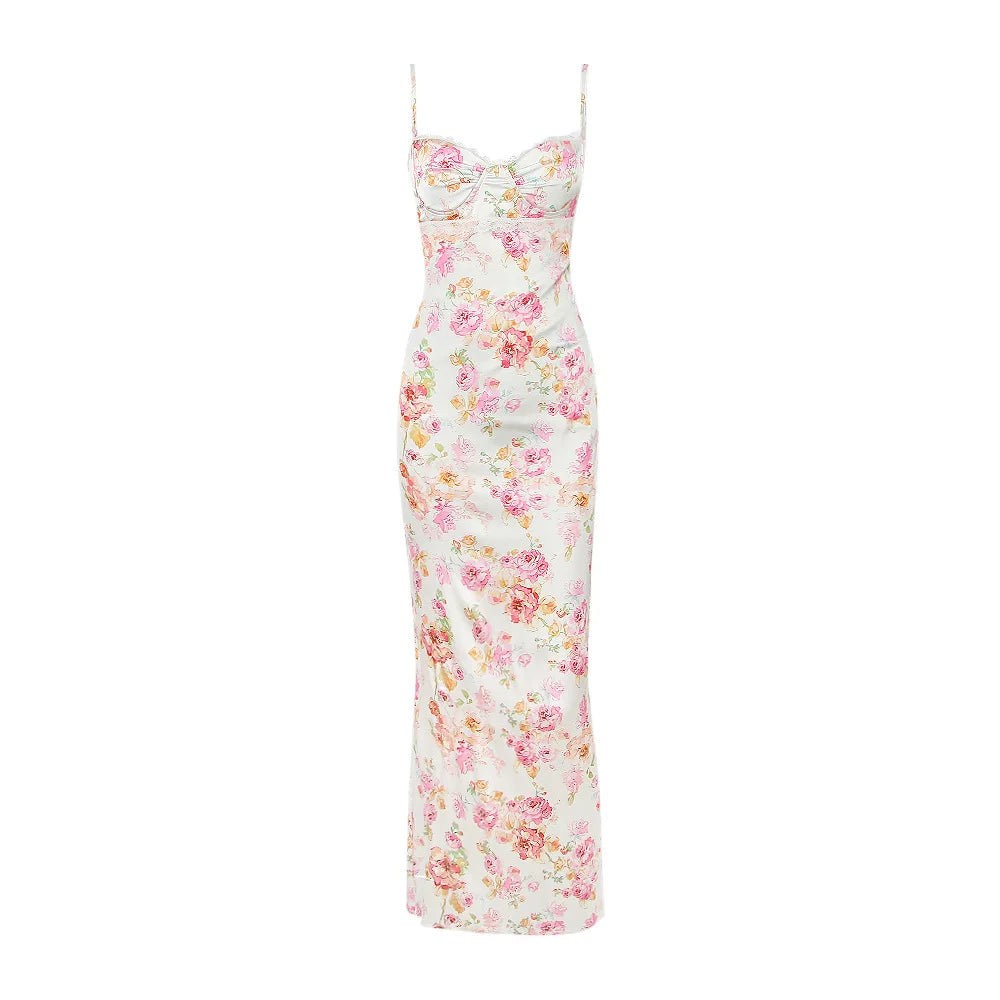Advbridge Summer Spaghetti Strap Floral Print Party Dresses Elegant Maxi Bodycon Wedding Guest Holiday Dress New In Dress 2024
